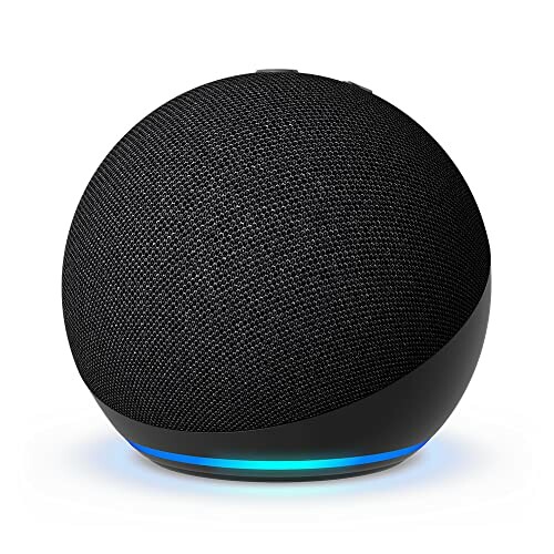 Enceinte intelligente noire avec lumière LED bleue